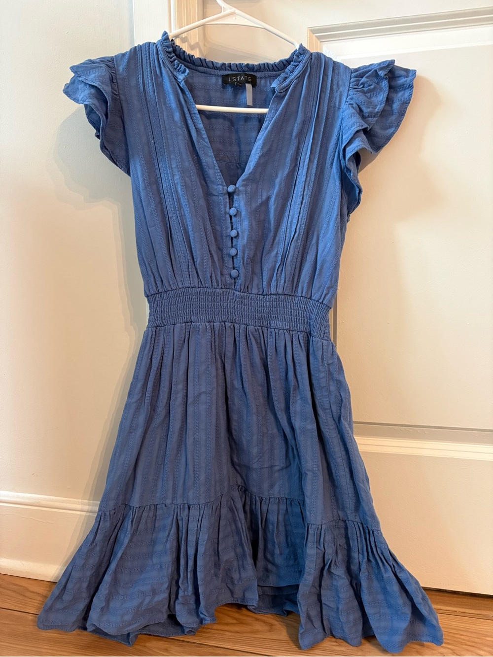 1. State Blue Ruffle-Sleeve Mini Dress